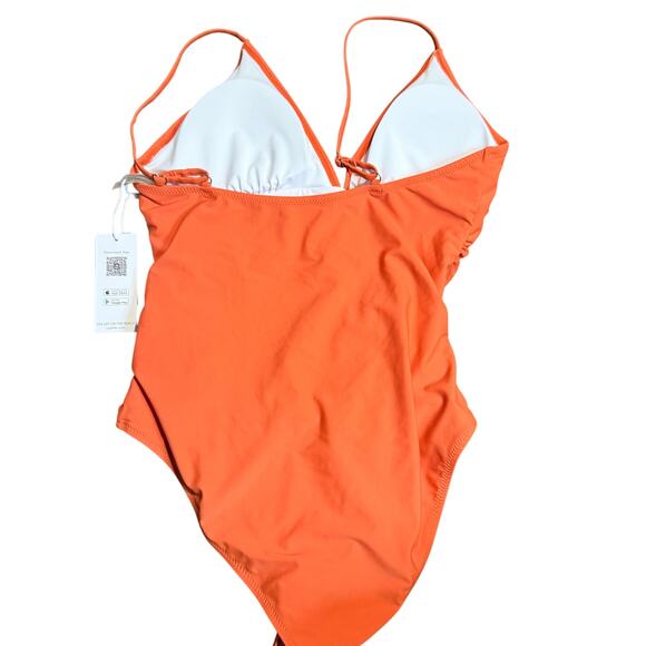 Cupshe One Piece Swimsuit, Orange Ruched Adjustable Straps, Size XXL, NWT - Picture 2 of 5